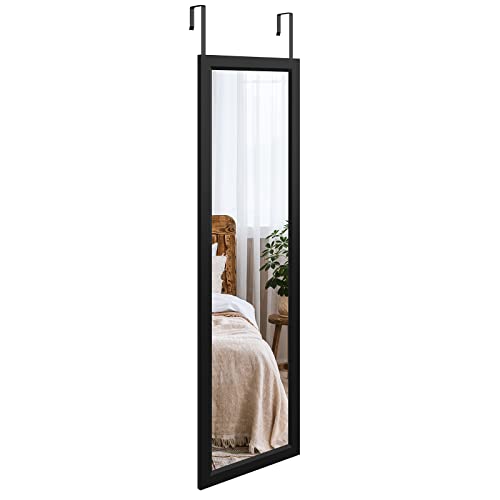 Dripex Over Door Full Length Mirror, 110 x 33cm, Toughened Glass, Black
