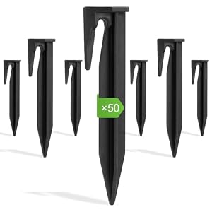 OFFCUP Piquet Fil Robot Tondeuse, 50pcs Piquets de Fixation pour Câbles Périphériques, Accessoires pour Tondeuses à Gazon Crochet pour Robot Tondeuse pour Fixation Câble de Délimitation(Noir)