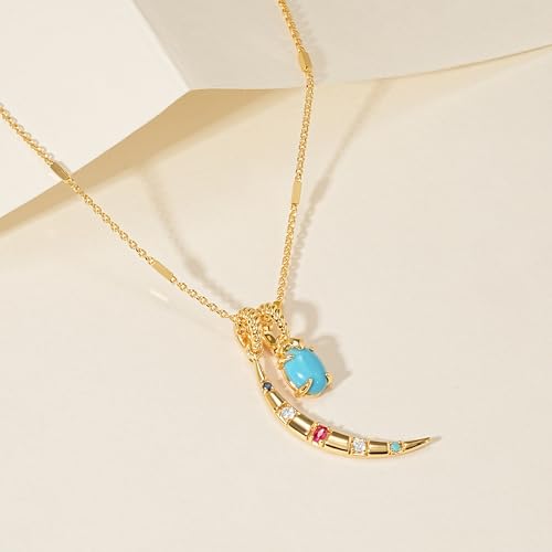 MTMY Gold Moon Pendant Necklace for Women,14K Gold Plated Dainty Chain Crescent Moon Sun Star Necklace Jewelry (mix moon) — view 6
