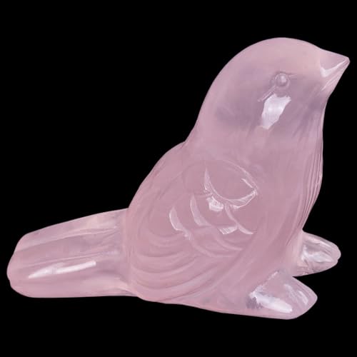 Figura de pájaro en cuarzo rosa 2.4 pulg tallado a mano miniatura 1