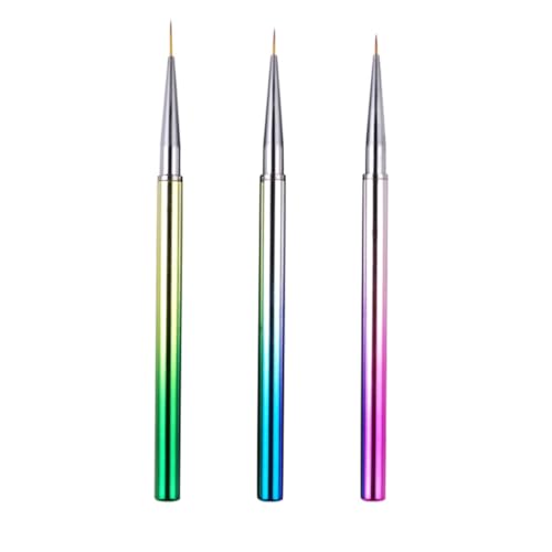 Hoement Herramienta de Plástico para Decoración de Uñas Punta Delgada Set de 3 Pinceles Fácil de Usar para Nail Art y Pintura de Detalles Profesionales