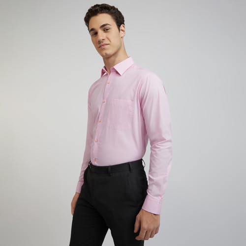 Image of Raymond Men's Pure Cotton Solid Pattern Slim Fit Semi Cutaway Collar Full Sleeve Formal Shirt