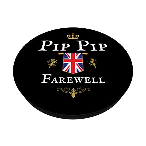 PIP PIP FAREWELL, BRITISH UNION JACK FLAG, UK UNITED KINGDOM PopSockets Swappable PopGrip, Black - Image 2