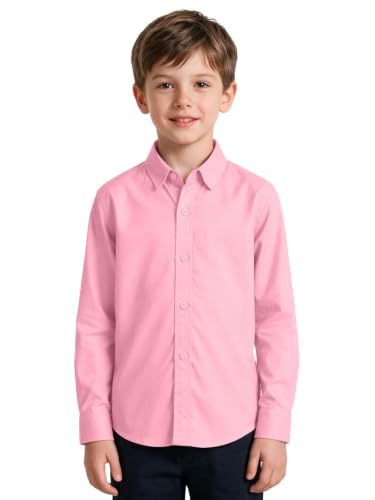 Image of DHTS Boys' Dress Shirts Toddle Boy Long Sleeve Uniform Shirt for Kids