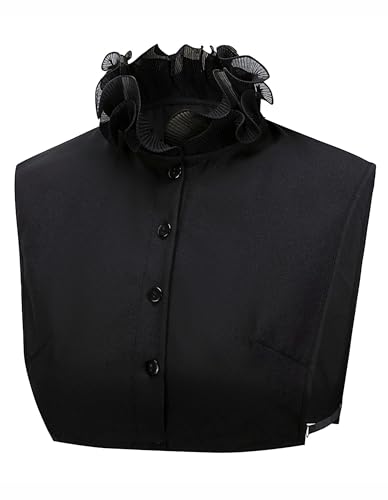Elegance Fake Collar Shirt Mock Turtleneck Faux Versatile Accessories Dickey Collar Black Fold Victorian Chiffon Blouse Base Shirt for Women