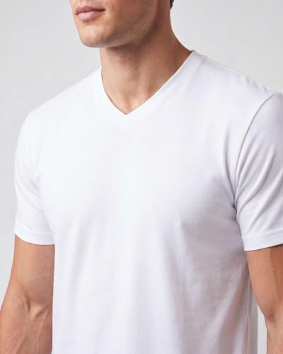 Image of Echo 5 Pack: Men's V Neck Quick Dry Fit Dri-Fit Short Sleeve Active Wear Training Athletic Essentials T-Shirt Tee Fitness Gym Workout Undershirt Top-Set 2,L