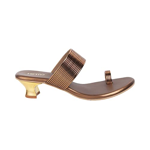 Metro Women's Fashion Kitten Heel Slip-on Sandals