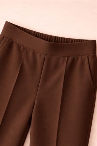 Image of Women's Mid Rise Wide Leg Trousers with Elastic Waist & Pockets