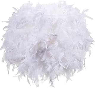 Giggi Feather Light Shade | Lamp Shades for Pendant Ceiling Light, Table Lamp, Floor Lamp | Fluffy Feather Lampshade Ceiling Light Shade for Living Room, Bedroom, Kitchen, Hallway (30cm, White)
