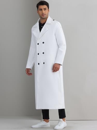 Image of Lars Amadeus Men's Winter Pea Coat Notch Lapel Double Breasted Solid Color Overcoat