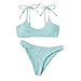 JISUAN Costume da bagno a due pezzi, da donna, bikini, da donna, con controllo sciancrato, costume da bagno alto, verde, S