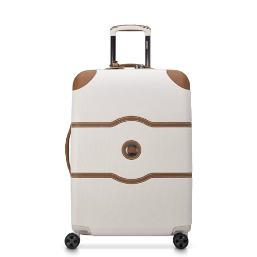 Image of DELSEY PARIS Chatelet Air 2.0 Checked Suitcase 24 Inch Medium, Hardside Polycarbonate Luggage, Dual-Density Spinner Wheels, TSA Lock, Angora