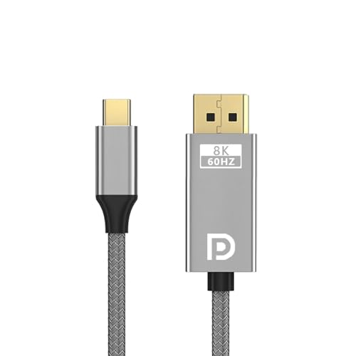 USB C DisplayPort ケーブル Type-C DP 1.4 変換 USB タイプC ディスプレイポート ケーブル ナイロン編み8K 60Hz 4K 144Hz 4K 120Hz 2K 165Hz サポート MacBook Pro/Air 、iPad Pro Air4、Dell XPS、Surfaceなど【単方向伝送 Type-CからDisplayPortに】1.8 m