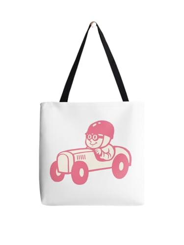 Sac fourre-tout rétro voiture de course aux finitions soignées et motif vintage chic