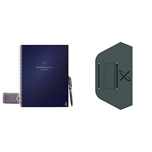 Rocketbook Fusion Smart Reusable Notebook with 1 Pilot Frixion Pen & 1 Microfiber Cloth Included - Midnight Blue Cover, Letter Size (8.5