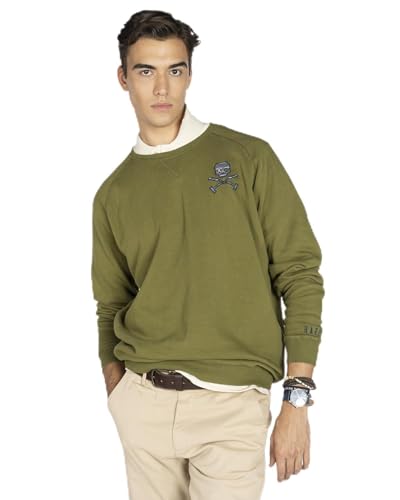 HARPER & NEYER Sudadera Hurricane de Hombre en Color Verde Militar (FR/ES, Letras, L, Regular, Regular, Military Green)