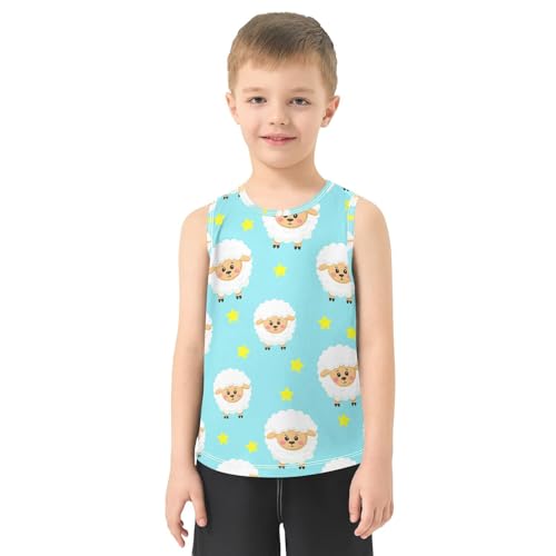 J JOYSAY Cartoon Sheep Stars Boys Tank Top Sleeveless Muscle Shirts Quick Dry Kids T-Shirts 3-15T2