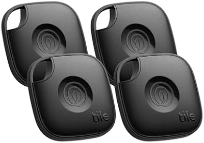 Tile by Life360 Mate (2024) -Localizador Bluetooth, localizador de Llaves y localizador de Objetos para Llaves, Bolsos y Mucho más. Localizador de teléfonos. Paquete de 4 (Negro)