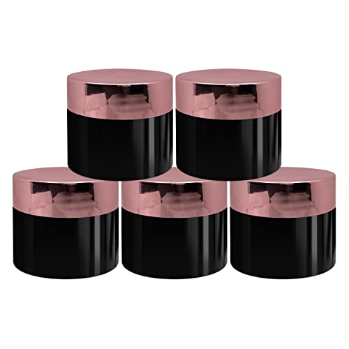 Image of Zenvista Empty Black Color Cosmetic Jars with Rose Gold Cap 50gm[ZMJ18][Pack of 5]
