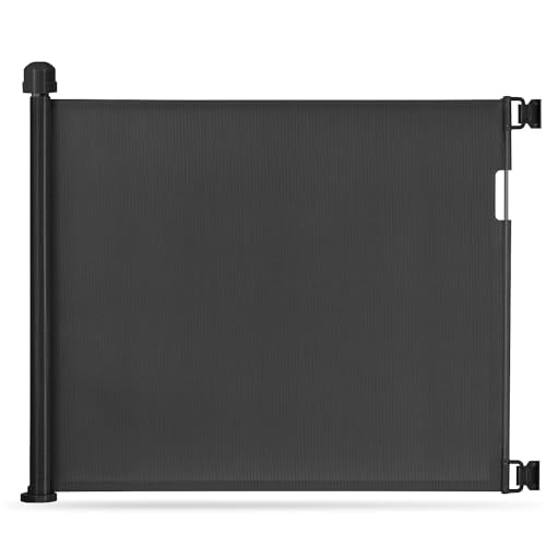 Momcozy Türschutzgitter Treppenschutzgitter Roll, 0-140cm Einziehbares Tür- und Treppenschutzgitter für Baby und Haustiere, Baby Absperrgitter Ausziehbar, Geeignet für Innen- und Außen, Schwarz