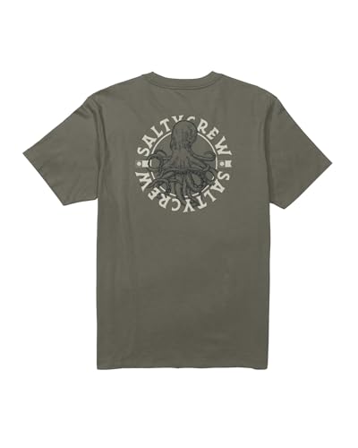 Salty Crew Tentacles Boys SS Tee Dusty Olive M - Boys Fashion Casual Short Sleeve T-Shirts Cotton Shirts - Regular Fit - Lifestyle Beach Apparel
