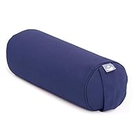 Bodhi Yoga Bolsterrol, diameter 22 cm, yogarol met biologische speltvulling, yogakussen voor restoratief en yin yoga, wasbare overtrek van katoen, pilateskussen met draaglus, zwart