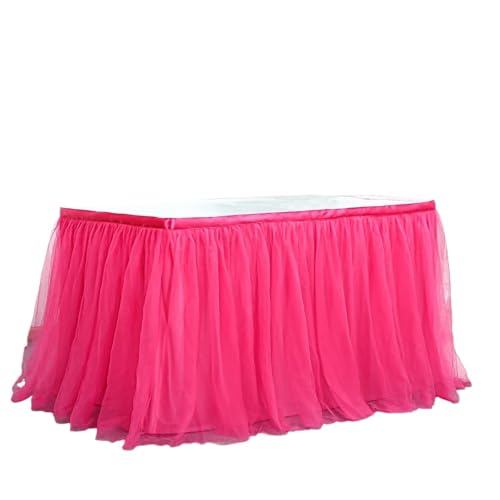 Dekoracja spódnicy stołu, Spódnica stołowa z plisowanej siateczki tiulu, wielokolorowa, wiele rozmiarów(Rose Red,450*76)