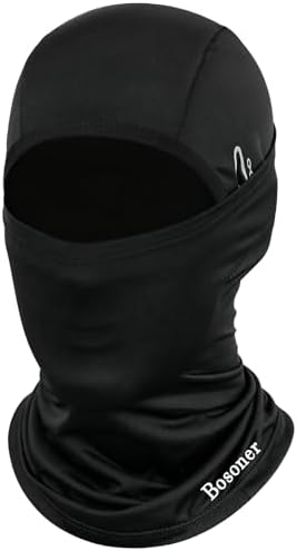 BOSONER Ski Mask for Men Women: Balaclava Face Mask with Neck Gaiter Breathable - UV Protection & Wind Protection Gear for Skiing, Snowboarding Motorcycle Riding Fishing Climbing Black