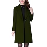 Aprsfn Women's Winter Wool Coats Long Sleeve One Buttoned Pea Coats Notched Lapel Jackets Mid-Length Windproof Overcoat-Army Green-XL