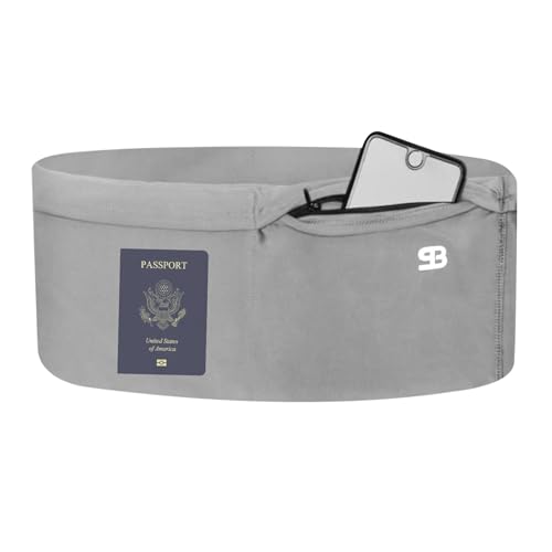 Unisex Travel Money Belt, Running Belt, Fanny and Waist Pack with Large Security Pockets and Zipper, Fits All Size Phones Passport and More