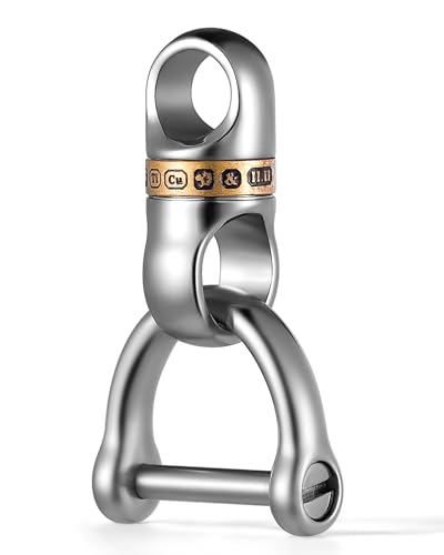 Image of FEGVE Titanium 360 Swivel Key Ring with 1 /2″ D Ring Keychain for Car Key | Very Mini Key Link Connector, Titanium ultra-light, Rust-proof, Anti-deform, Tangle-free Swivel