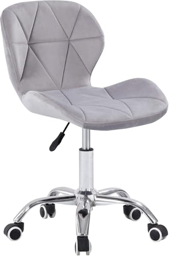 Image of Amazon Brand - Umi Height-Adjustable Velvet Office Study Computer Desk Chair for Salon, Spa, Bar in Light Blue Color