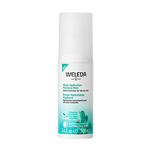 Weleda Sheer Hydration Moisture Mist, 3.4 Fluid Ounce, Plant Rich Moisturizer with Prickly Pear Cactus Extract and Aloe Vera