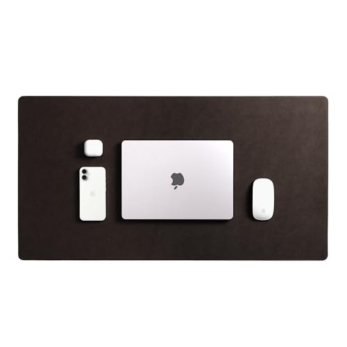 Image of DailyObjects Reversible Desk Matte Sand Premium Vegan Leather Desk Mat|Anti-Skid|Anti-Slip|85 * 45cm|Spread Turf Desk /Laptop Mat for Work from Home /Gaming- Extended Mouse pad and Keyboard Desk-Brown