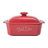 FE Butter Dish, 10 oz Ceramic Butter Keeper with Water Line, French Butter Dish with Lid for...