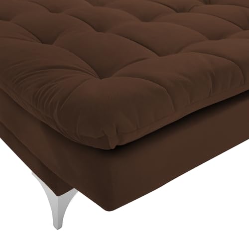 Image of Krancy Solid Wood 3 Seater Sofa Cum Bed with Ottomon | Convertible Wooden Couch for Living Room, Home & Office | Modern Designer Furniture | 1 Year Warranty | Brown Color