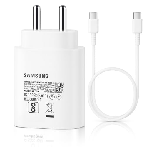 Image of Samsung 25W Type-C PD 3A Superfast Charging Adapter Compatible with 1M C-Type Cable for Galaxy A55|A16|A36|A56|A35|A06| M36|M35|M16|M07|M17|M06|M05|M56|F36|F06|F05|F56|F16, 25watt USB C Fast Charger