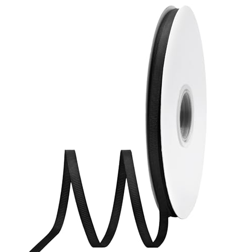 GTYBOVA Black Grosgrain Ribbon 1/4 Inch x 100 Yards Ribbon for Gift Wrapping Flower Bouquet Crafts Hair Accessories Wedding