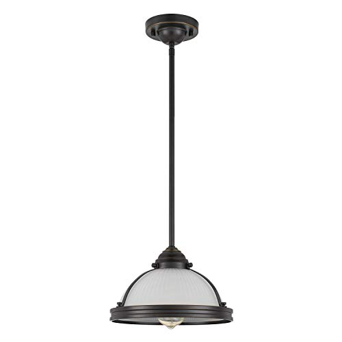 Worldwide Lighting Indoor Mini Pendant Light, 10.75" Diameter 1-Light, Antique Bronze Finish W/Schoolhouse Glass Shade, Retro Farmhouse Vintage Hanging Light Fixture-Lavery Collection Amz80068-003 #TOP1