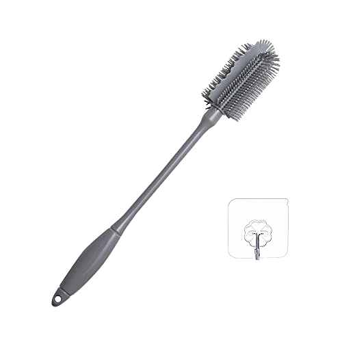 ボトル洗浄ブラシ シリコン水筒ブラシ コップブラシロング 哺乳瓶洗い ボトル洗いブラシ35cm タンブラー 水筒 水切れ カフェブラシ 珈琲ブラシ(無料の1つの透明なフック) (style1)