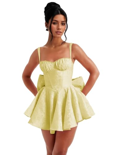Image of Short Satin Homecoming Dresses with Bows Applique Corset Prom Dress Mini HOCO Party Cocktail Gowns for Teens