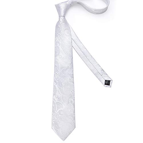 Image of DiBanGu Silk Ties for Men Necktie and Lapel Pin Brooch Set Formal Woven Paisley Plaid Striped Solid Tie Wedding Party