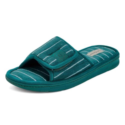 Image of Dearfoams Men's Adjustable Indoor /Outdoor Memory Foam Machine Washable Summer Slide Slipper