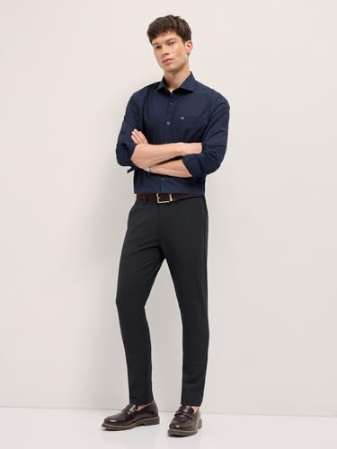 Image of THE BEAR HOUSE Men's Blue Regular Fit Formal Trouser