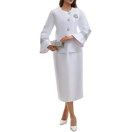 Elegant Mother of Bride Formal Church Suit 2 Piece Set with Rhinestone Buttons and Decorated Cuffs Wedding Guest Outfit3
