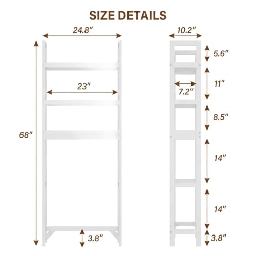 3-Tier-wood-over-the-Toilet-Storage-Cabinet-Simple-Bathroom-Storage-rack-Space-saving-freestanding-wood-shelf-fits-above-standard-toilets-open-3-tier-storage-holds-towels-toiletries-White