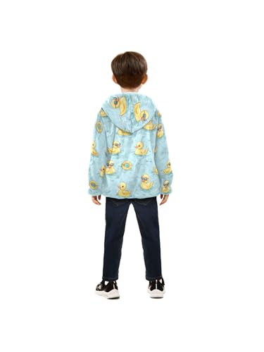 Yellow Duck Swimming Girls Fleece Jacket Girls Fall Jacket Boys Coats Zip Up Hoodie Children Outerwear 2-10T4