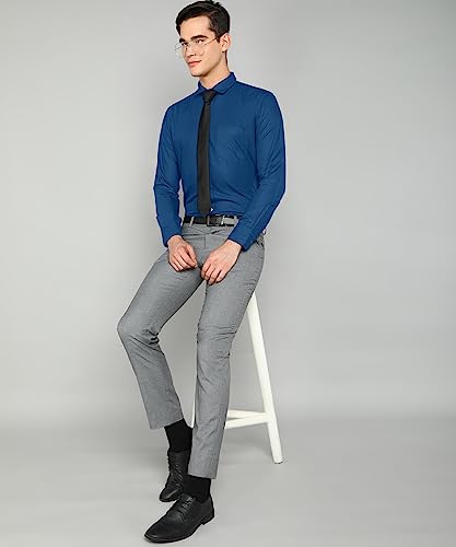 Image of MILDIN Men's Pure Cotton Striped Printed Shirt with Spread Collared Neck Full Sleeve Curved Hemline Button Closure and Regular Fit | Shirt for Man