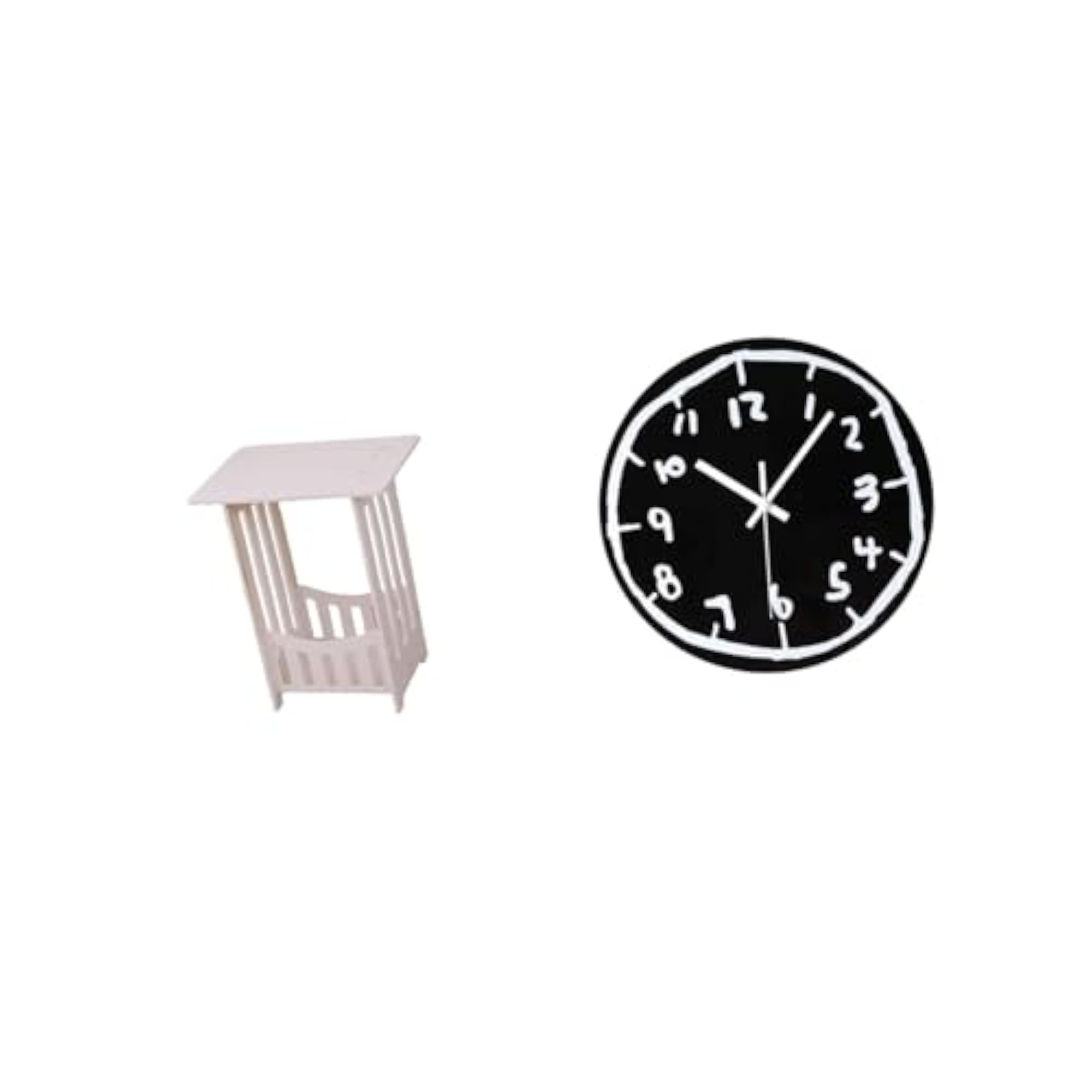 Minimalist Bedside Table with Modern Acrylic Clock