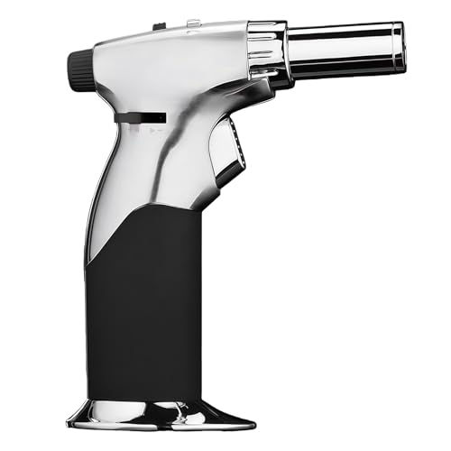 VEGOATY Quemador de cocina recargable: quemador de cocina ajustable con doble interruptor de fuego, quemador Bunsen para crema casera, brulee, postre, camping, barbacoa (butano no incluido)